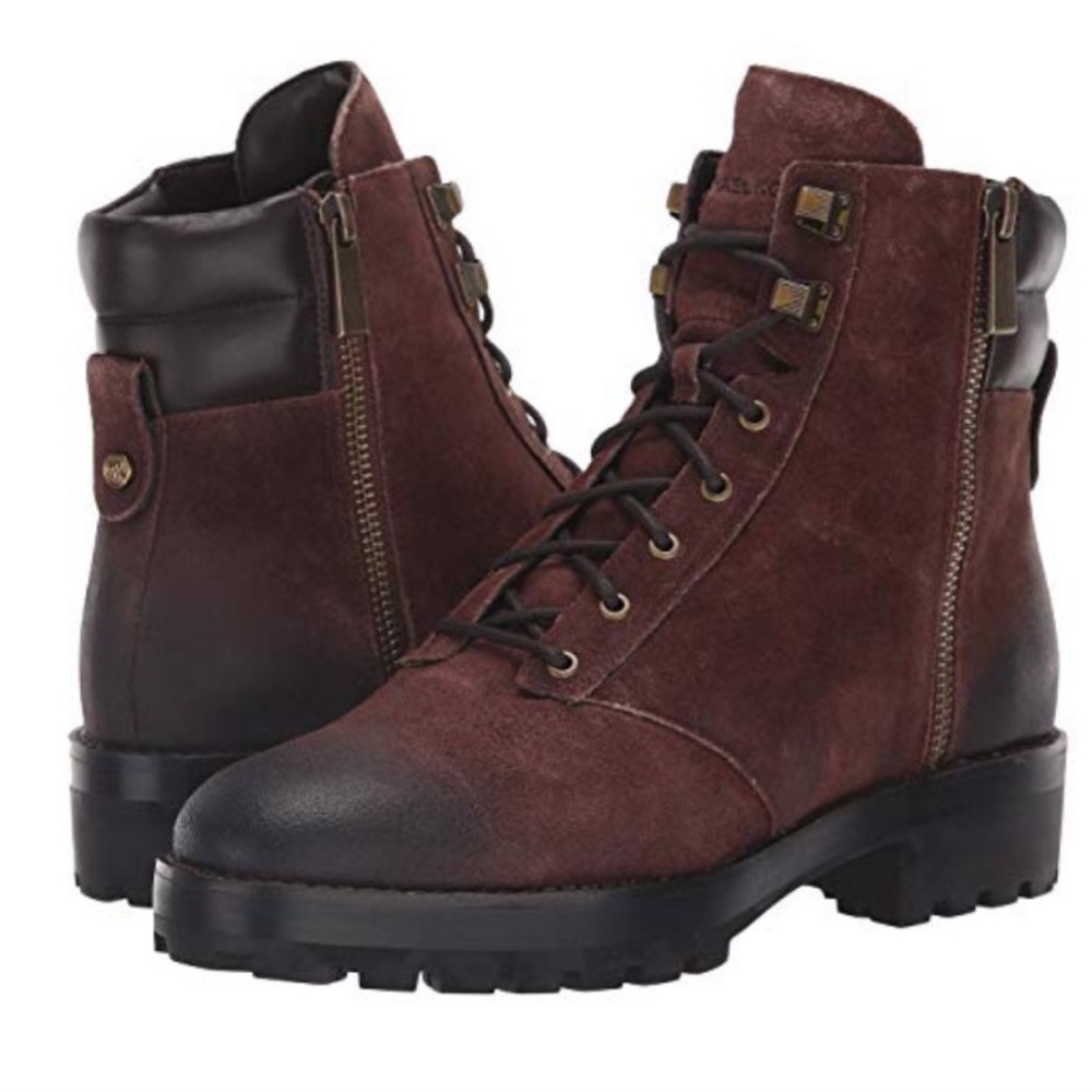 Boots Michael Kors‎ Rosario Brown Suede Leather Ankle Lace Up Combat Womens 8.5